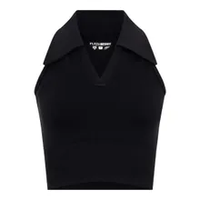 Plein Sport - Polo Neck Cropped Top Ps - Größe XL - schwarz Plein Sport - Polo Neck Cropped Top Ps - Größe XL - schwarz