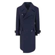 Emanuela Caruso - Navy Blue Double-Breasted Wool Coat With Classic L - Größe 50 - blau Emanuela Caruso - Navy Blue Double-Breasted Wool Coat With Classic L - Größe 50 - blau