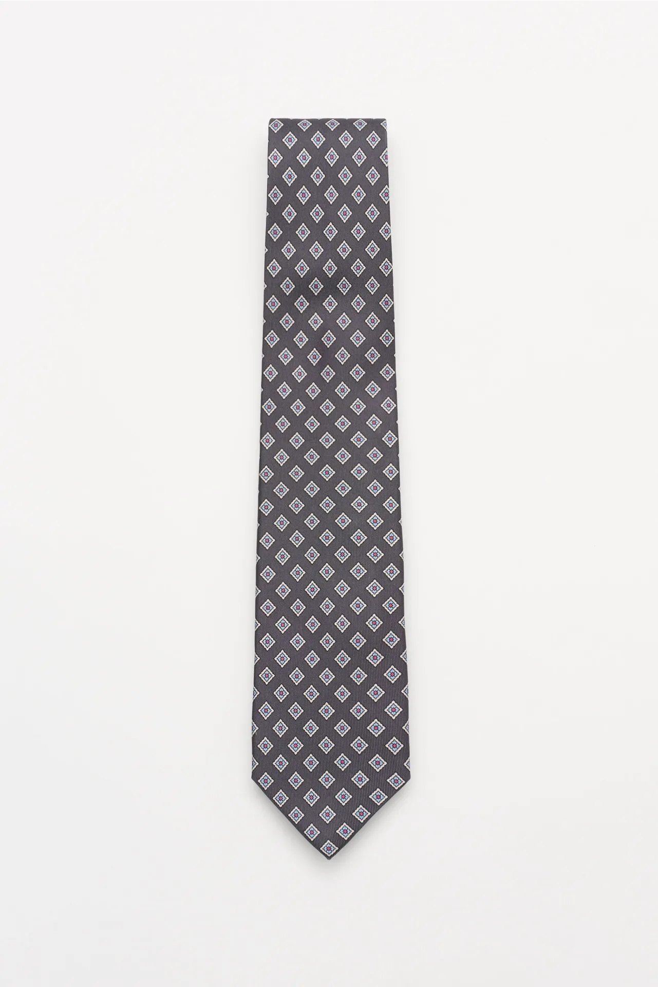 Bigi - Herren - Seidenkrawatte %27Nilo%27 dunkelgrau/hellblau/weiß gemustert Bigi - Herren - Seidenkrawatte %27Nilo%27 dunkelgrau/hellblau/weiß gemustert