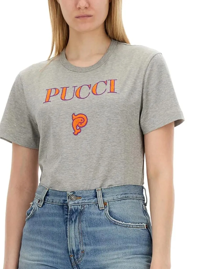 Pucci - Grey Logo T-Shirt With Classic Crew Neckline - Größe XS - grau – Bild 2