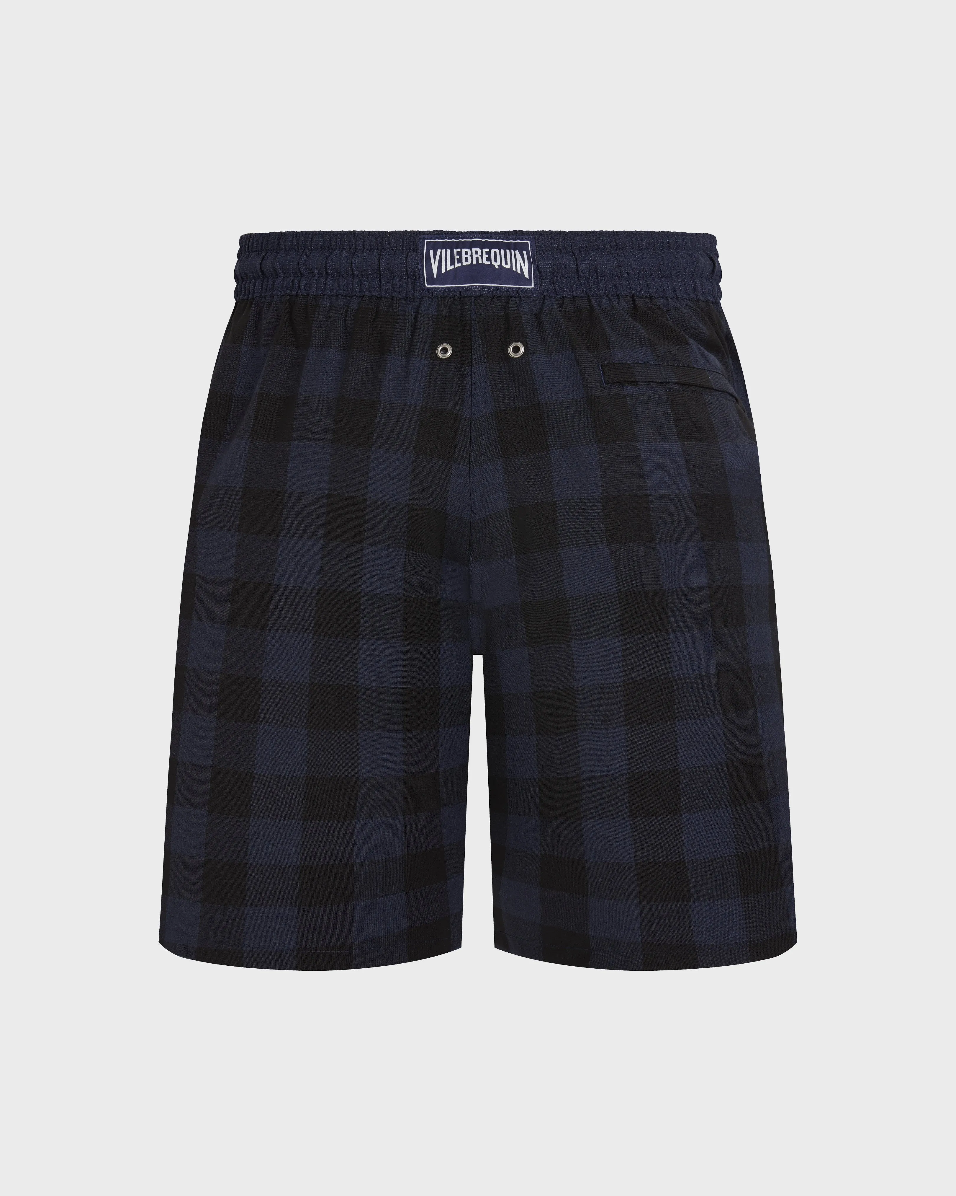 Vilebrequin - Lange Macro Check Tartan Badeshorts Aus Ultradünner Wolle Für Herren - Bademode - Okognus - Blau - Größe XL – Bild 2