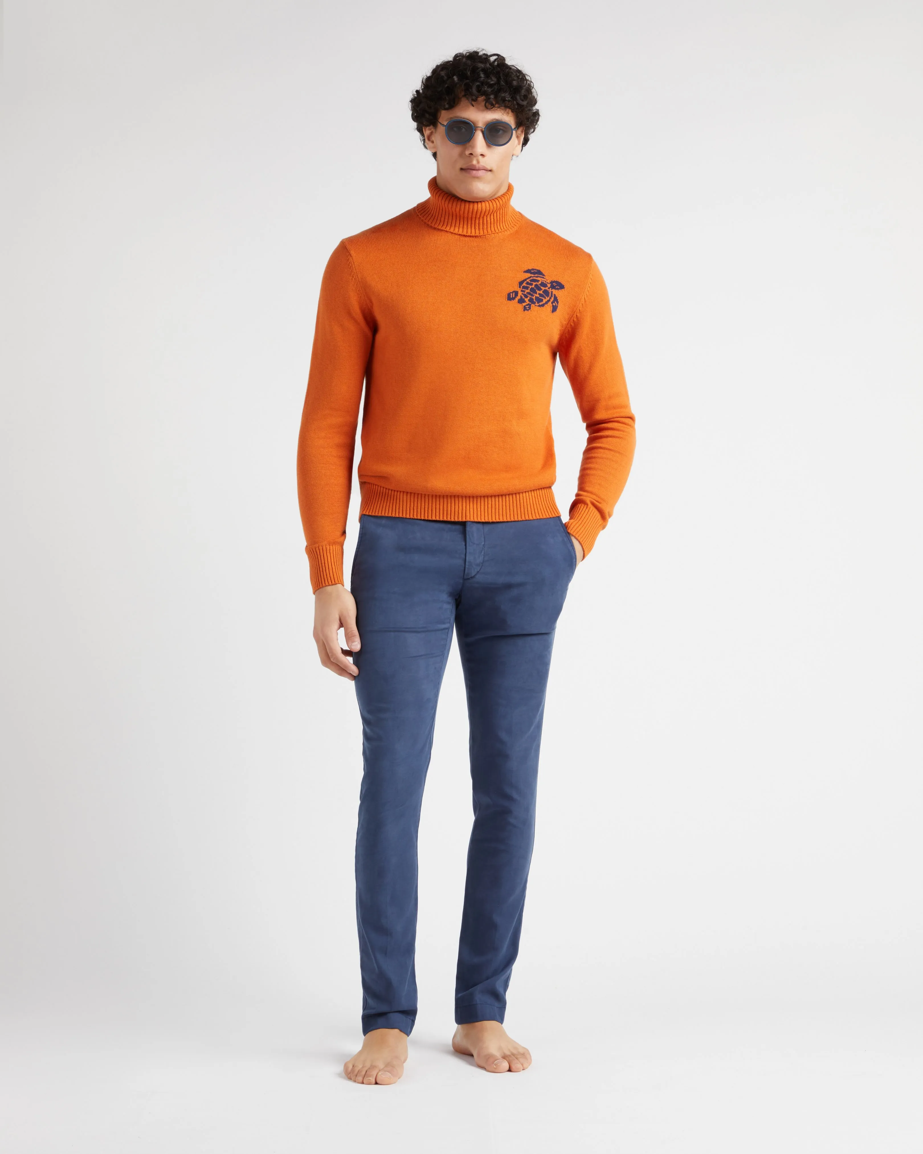 Vilebrequin - Turtle Rollkragenpullover Aus Baumwolle Und Kaschmir Für Herren - Pullover - Flegere - Marone - Größe L – Bild 5