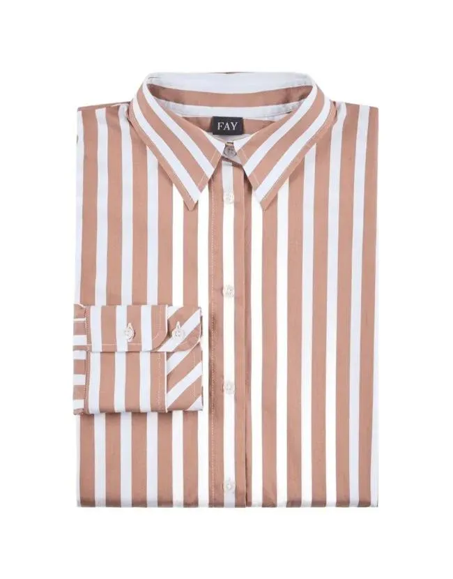 Fay - Classic Striped Long-Sleeve Shirt With Wing Collar - Größe L - pink Fay - Classic Striped Long-Sleeve Shirt With Wing Collar - Größe L - pink