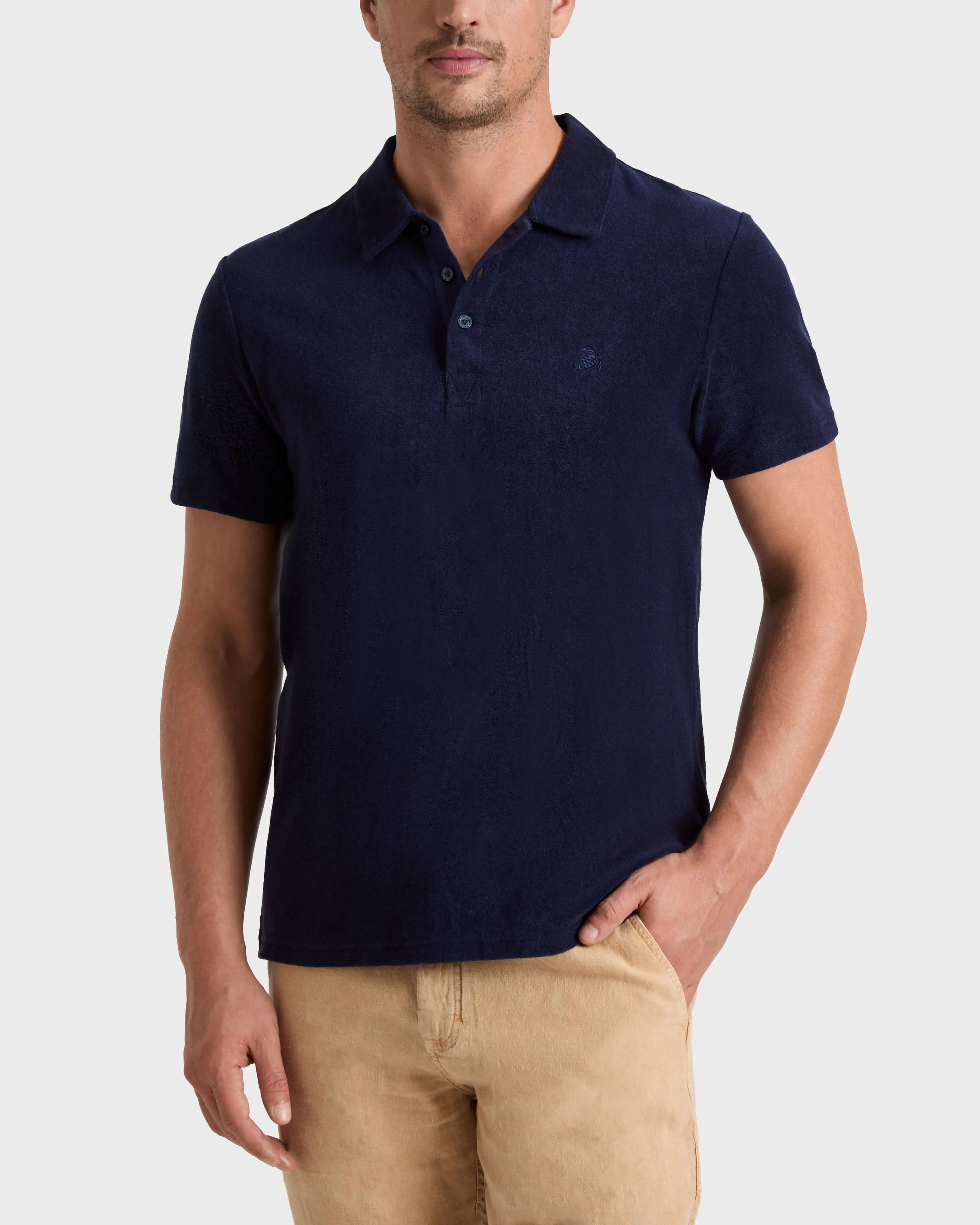Vilebrequin - Solid Polohemd Aus Jacquard Für Herren - Polohemd - Phoenix - Blau - Größe XXXL – Bild 3