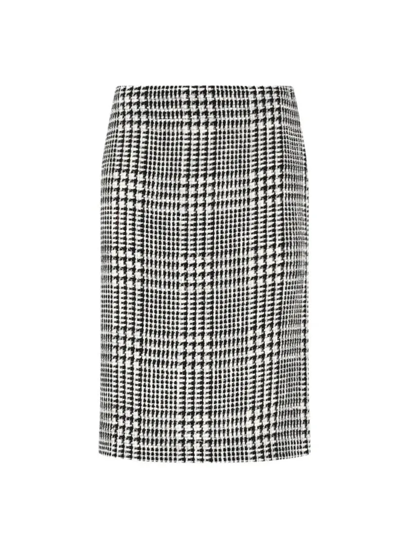 GIANLUCACA PANNOLO - Houndstooth Midi Skirt – White - Größe 40 - weiß GIANLUCACA PANNOLO - Houndstooth Midi Skirt – White - Größe 40 - weiß