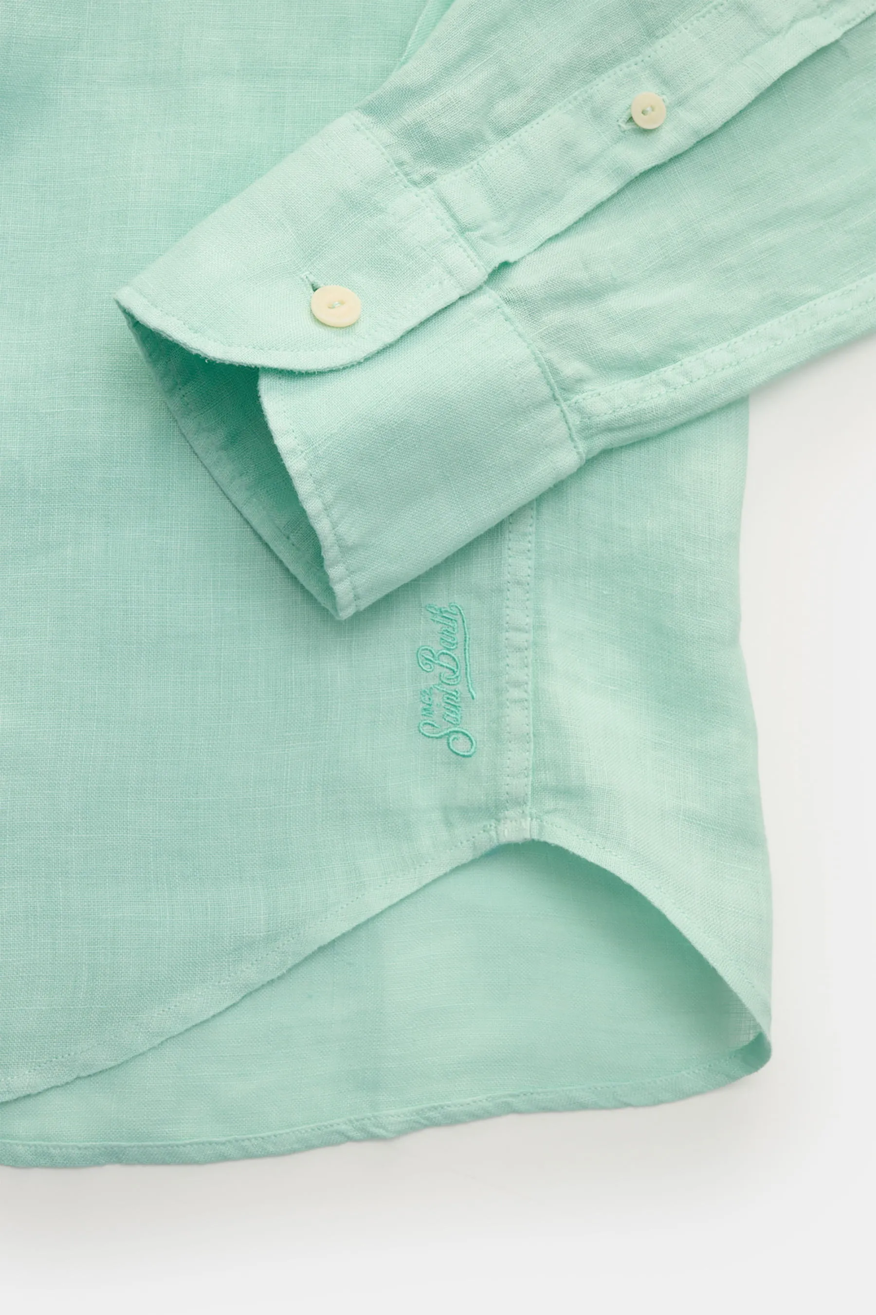 MC2 Saint Barth - Herren - Leinenhemd Haifisch-Kragen mintgrün – Bild 3