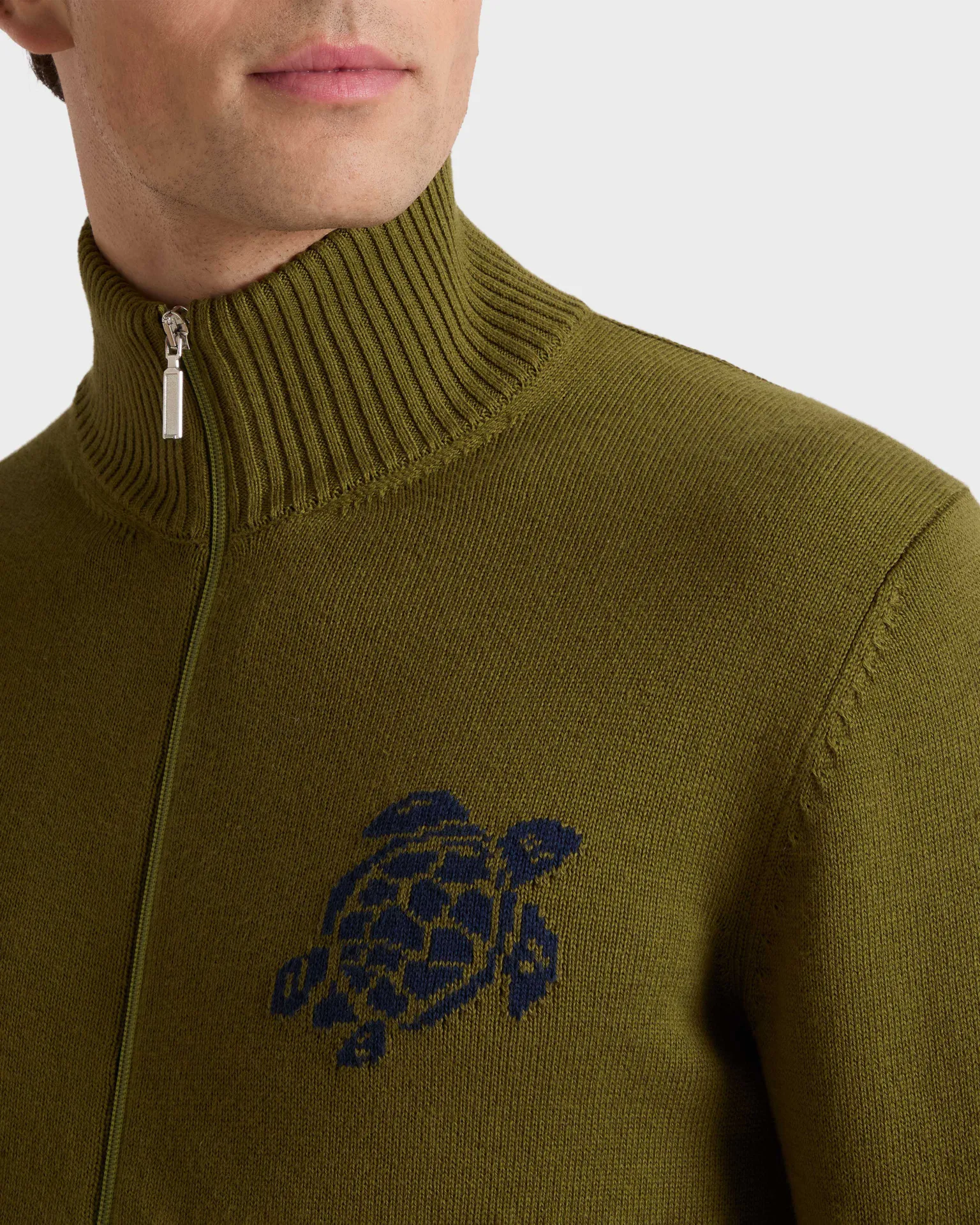 Vilebrequin - Turtle Pullover Mit Reißverschluss Aus Baumwolle Und Kaschmir Für Herren - Pullover - Petrus - Grün - Größe XL – Bild 5