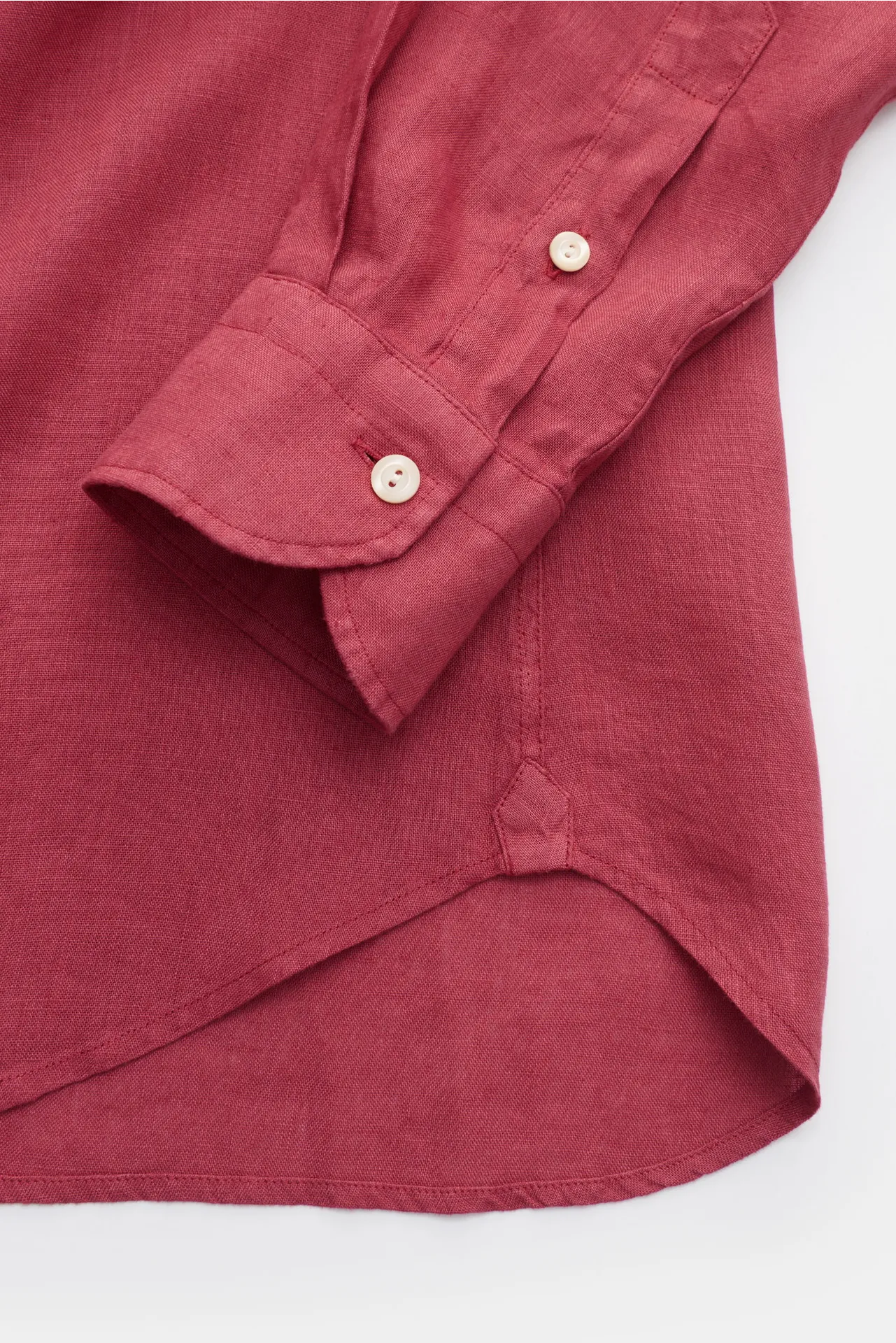 BRAUN Hamburg Essentials - Herren - Leinenhemd Button-Down-Kragen rot – Bild 3