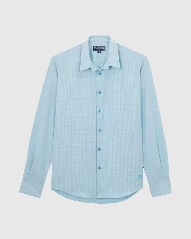 Vilebrequin - Figurbetontes Micro Rayures Wollhemd Für Herren - Hemd - Cool - Blau - Größe L Vilebrequin - Figurbetontes Micro Rayures Wollhemd Für Herren - Hemd - Cool - Blau - Größe L