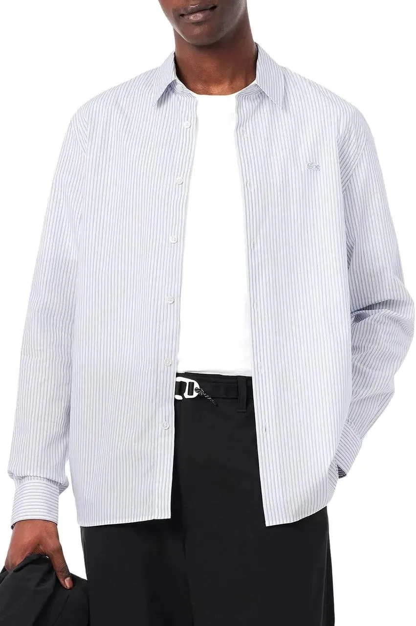 Lacoste - Cotton Poplin Shirt With Stiffened Collar - Größe 43 - weiß – Bild 3