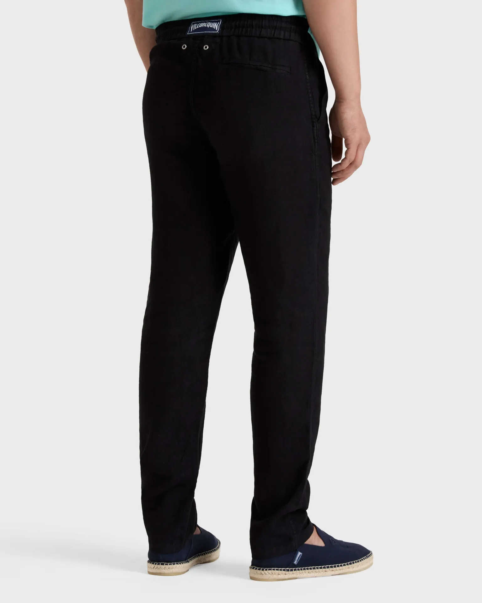 Vilebrequin - Solid Gerade Geschnittene Leinenhose Für Herren - Hose - Parc - Schwarz - Größe S – Bild 4