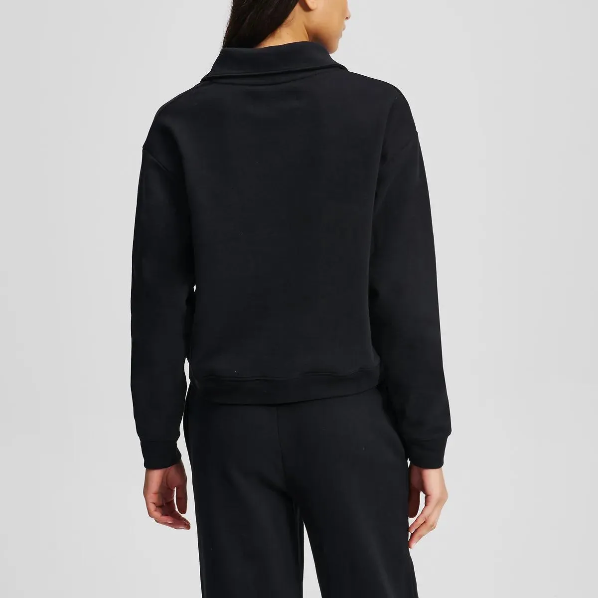 Karl Lagerfeld - HOTEL KARL LOUNGEWEAR SWEATSHIRT MIT HALBLANGEM RE - Größe M - schwarz – Bild 2