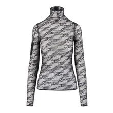 Courrèges - Intricately Designed Sheer Lace Top With High Neck - Größe M - schwarz Courrèges - Intricately Designed Sheer Lace Top With High Neck - Größe M - schwarz