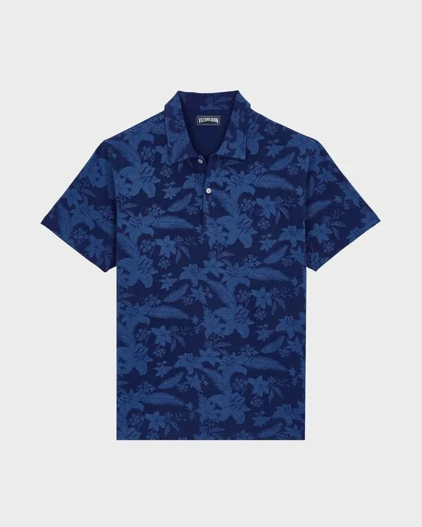 Vilebrequin - Baumwoll-polohemd Mit Lightening Flower-print Für Herren - Polohemd - Moussure - Blau - Größe XL Vilebrequin - Baumwoll-polohemd Mit Lightening Flower-print Für Herren - Polohemd - Moussure - Blau - Größe XL
