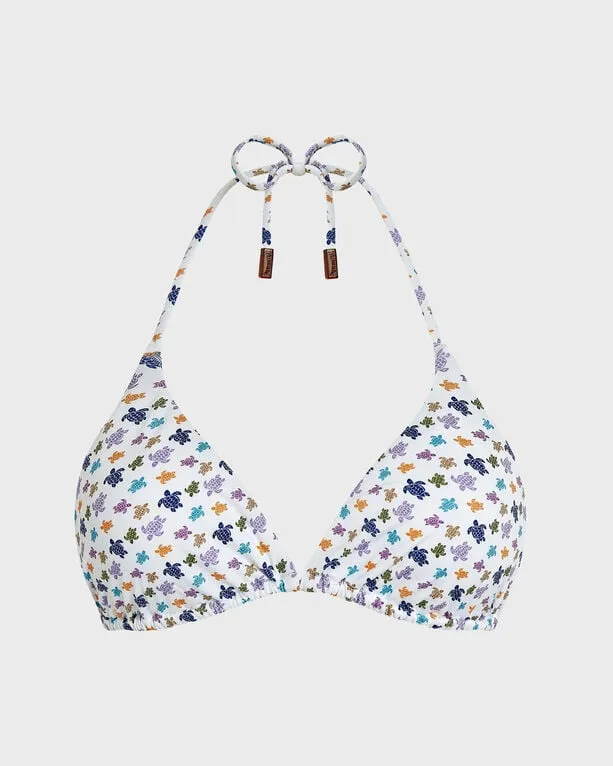 Vilebrequin - Micro Ronde Des Tortues Triangel-bikinioberteil Für Damen - Bademode - Fleur - Weiss - Größe M Vilebrequin - Micro Ronde Des Tortues Triangel-bikinioberteil Für Damen - Bademode - Fleur - Weiss - Größe M