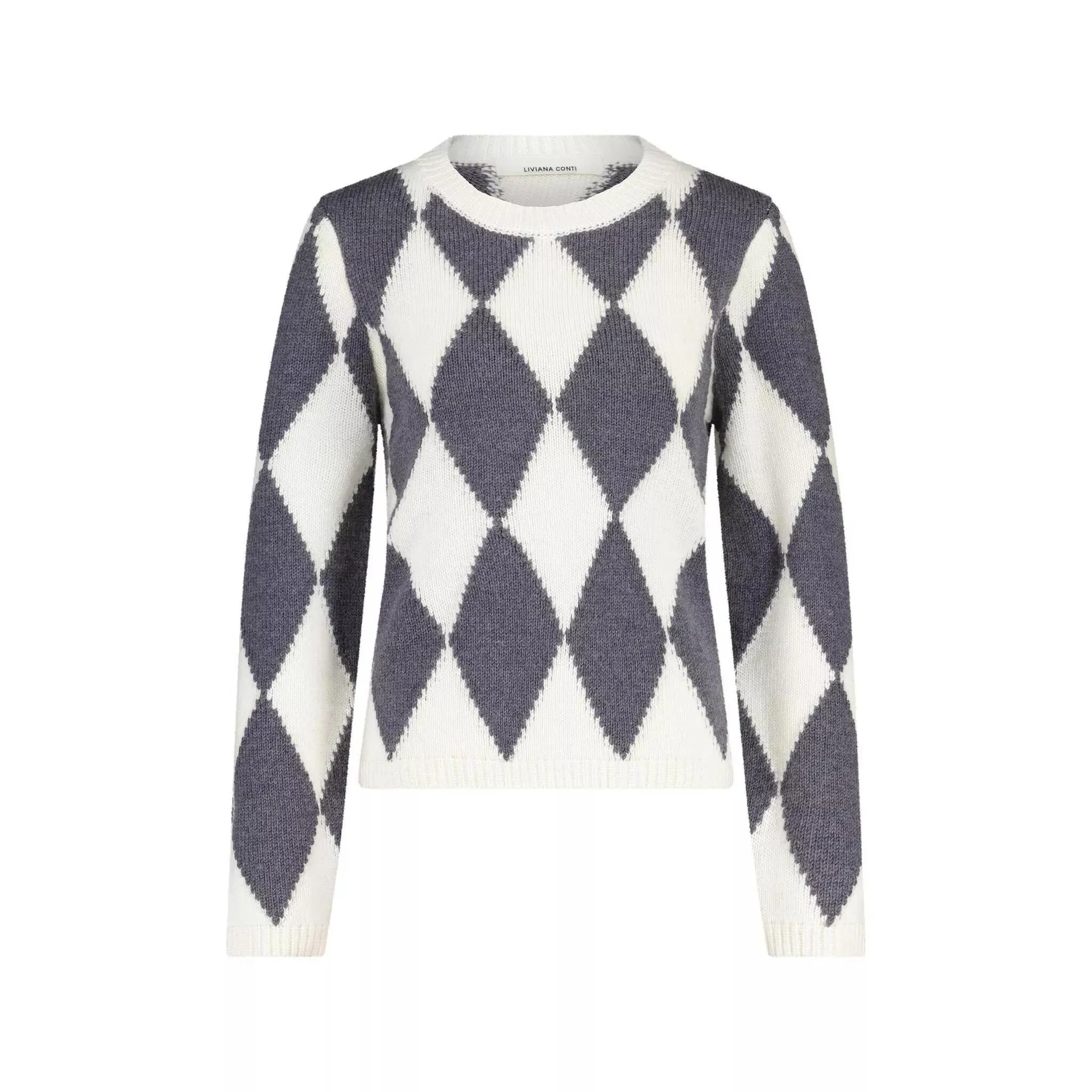 Liviana Conti - Pullover aus Woll-Mix mit Rautenmuster 47701888336 - Größe 34 - white Liviana Conti - Pullover aus Woll-Mix mit Rautenmuster 47701888336 - Größe 34 - white