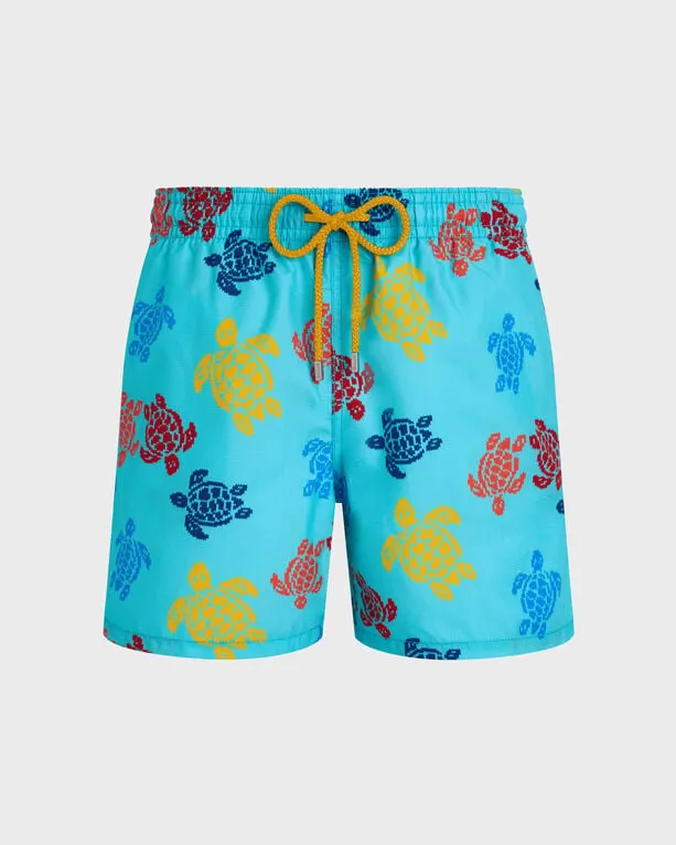 Vilebrequin - Ronde Des Tortues Tricot Badeshorts Für Herren – Vilebrequin X Falke - Bademode - Moorea - Blau - Größe XXL Vilebrequin - Ronde Des Tortues Tricot Badeshorts Für Herren – Vilebrequin X Falke - Bademode - Moorea - Blau - Größe XXL