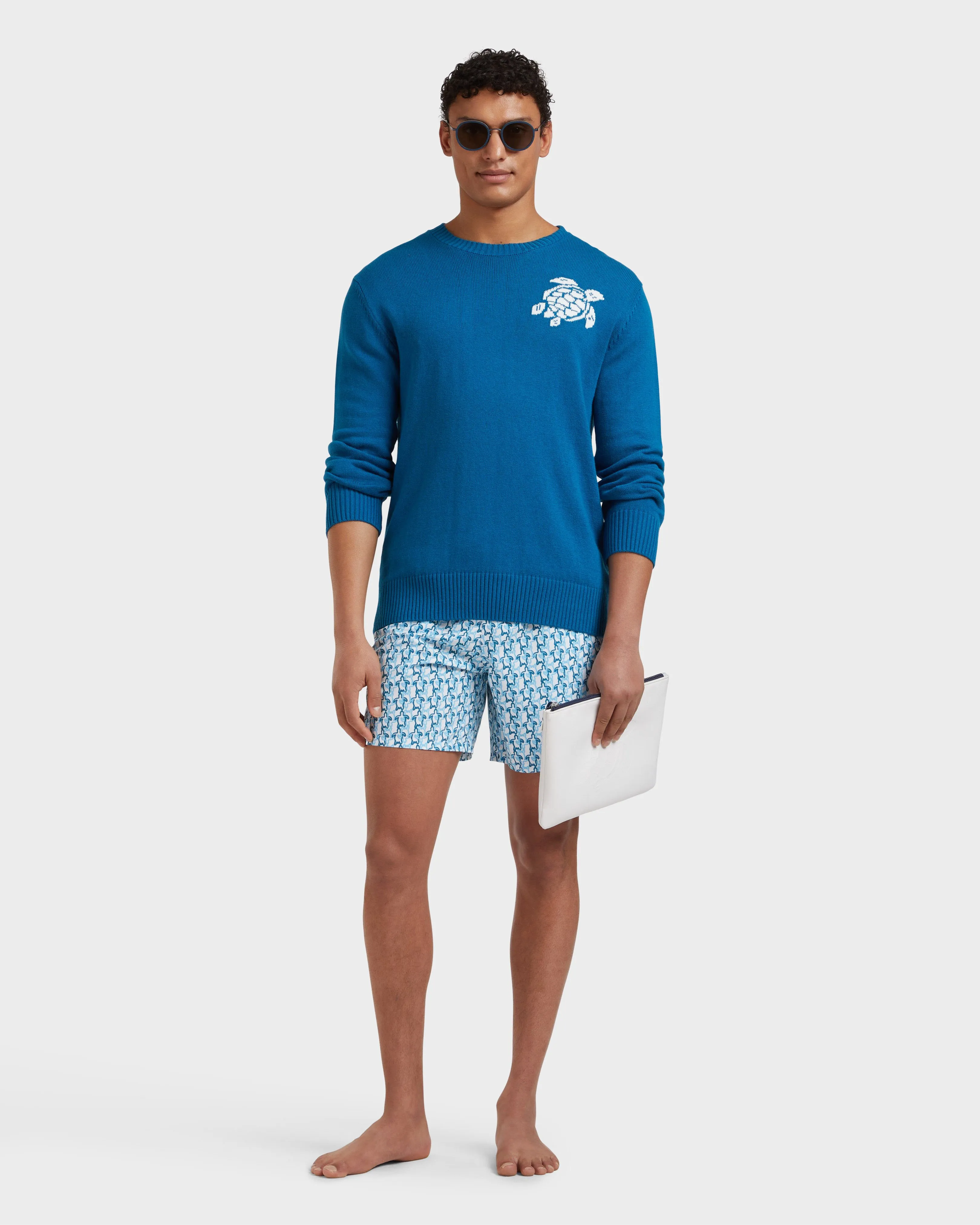 Vilebrequin - Turtle Rundhalspullover Aus Baumwolle Und Kaschmir Für Herren - Pullover - Rayol - Blau - Größe XXL – Bild 5