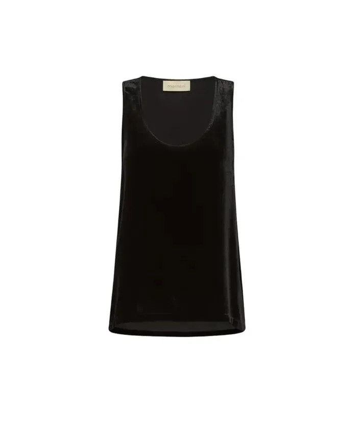 Momonì - Sleek Sleeveless Top In Viscose-Silk Velvet - Größe 40 - schwarz Momonì - Sleek Sleeveless Top In Viscose-Silk Velvet - Größe 40 - schwarz