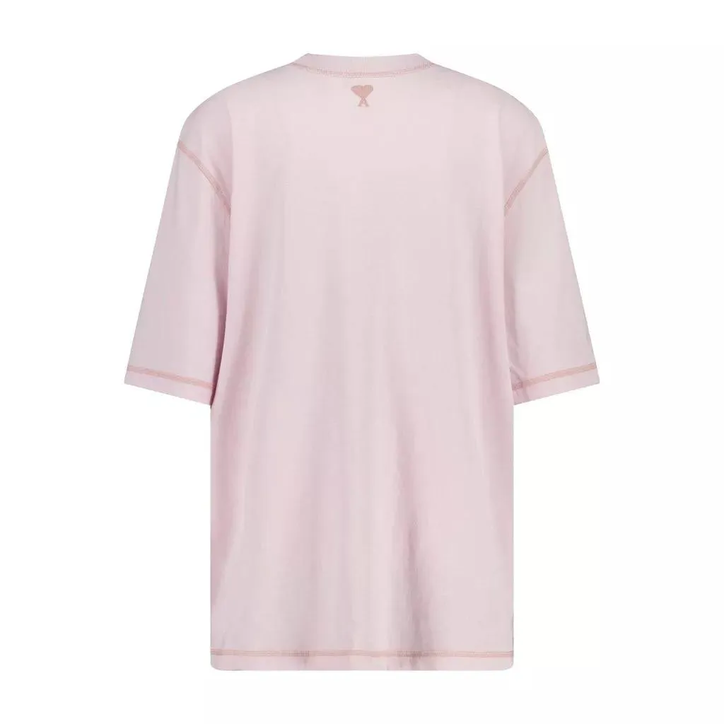 AMI Paris - T-Shirt mit Logo-Stickerei - Größe S - rosa – Bild 2