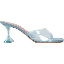 Amina Muaddi - Amina Muaddi Lupita Glass Pvc Denim Mules - Größe 40 - blue Amina Muaddi - Amina Muaddi Lupita Glass Pvc Denim Mules - Größe 40 - blue
