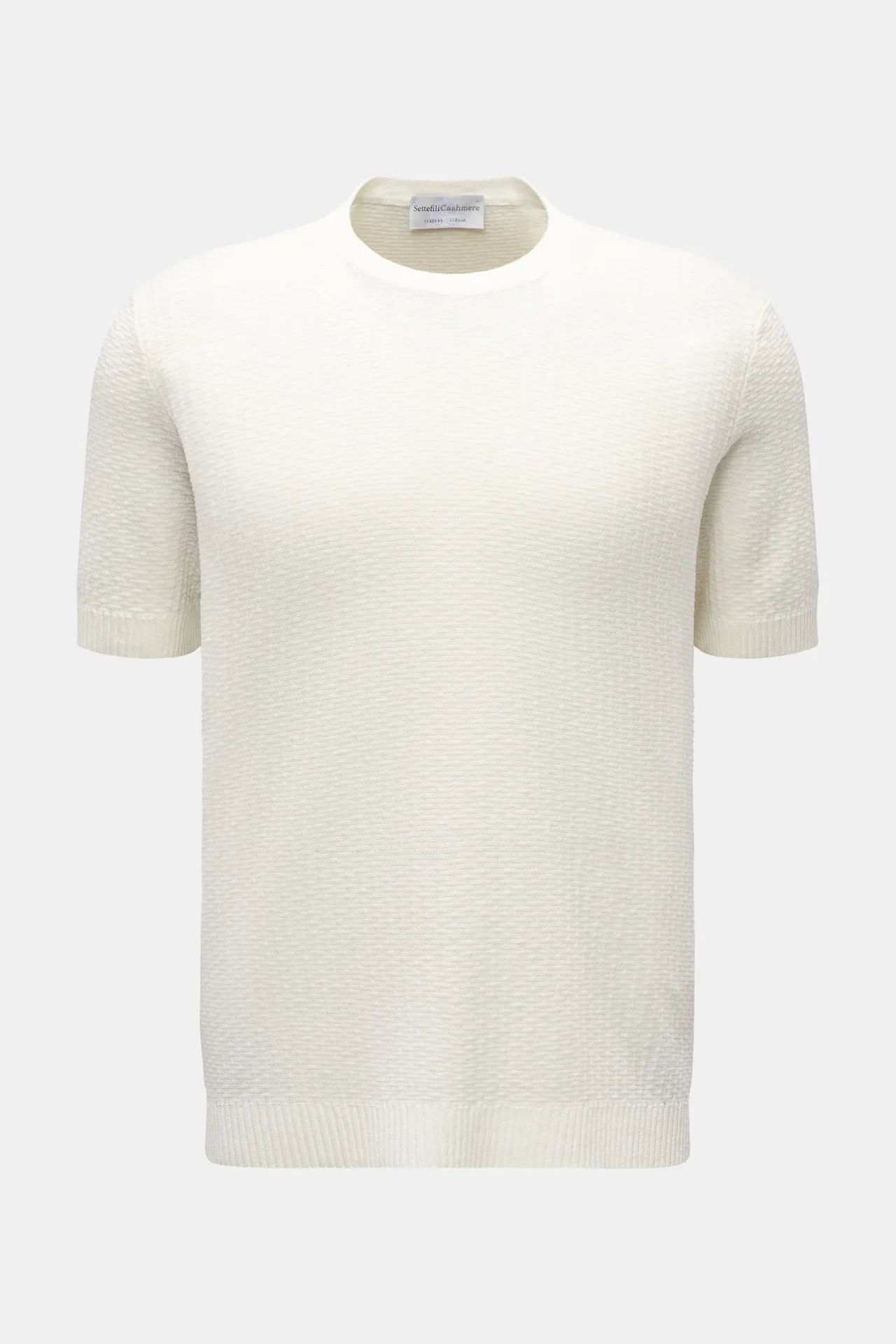 Settefili Cashmere - Herren - Kurzarm-Rundhalspullover offwhite Settefili Cashmere - Herren - Kurzarm-Rundhalspullover offwhite