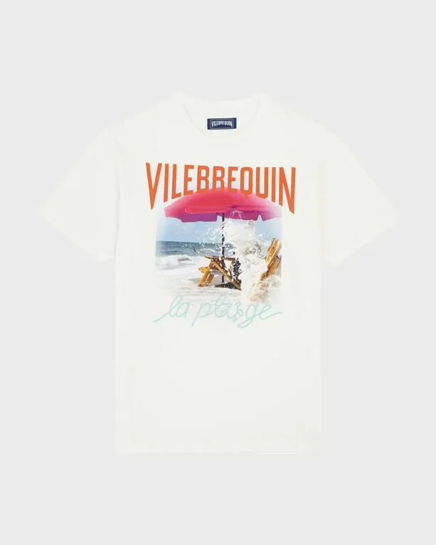 Vilebrequin - Wave On Vbq Beach T-shirt Aus Baumwolle Für Herren - T-shirt - Portisol - Weiss - Größe XL Vilebrequin - Wave On Vbq Beach T-shirt Aus Baumwolle Für Herren - T-shirt - Portisol - Weiss - Größe XL