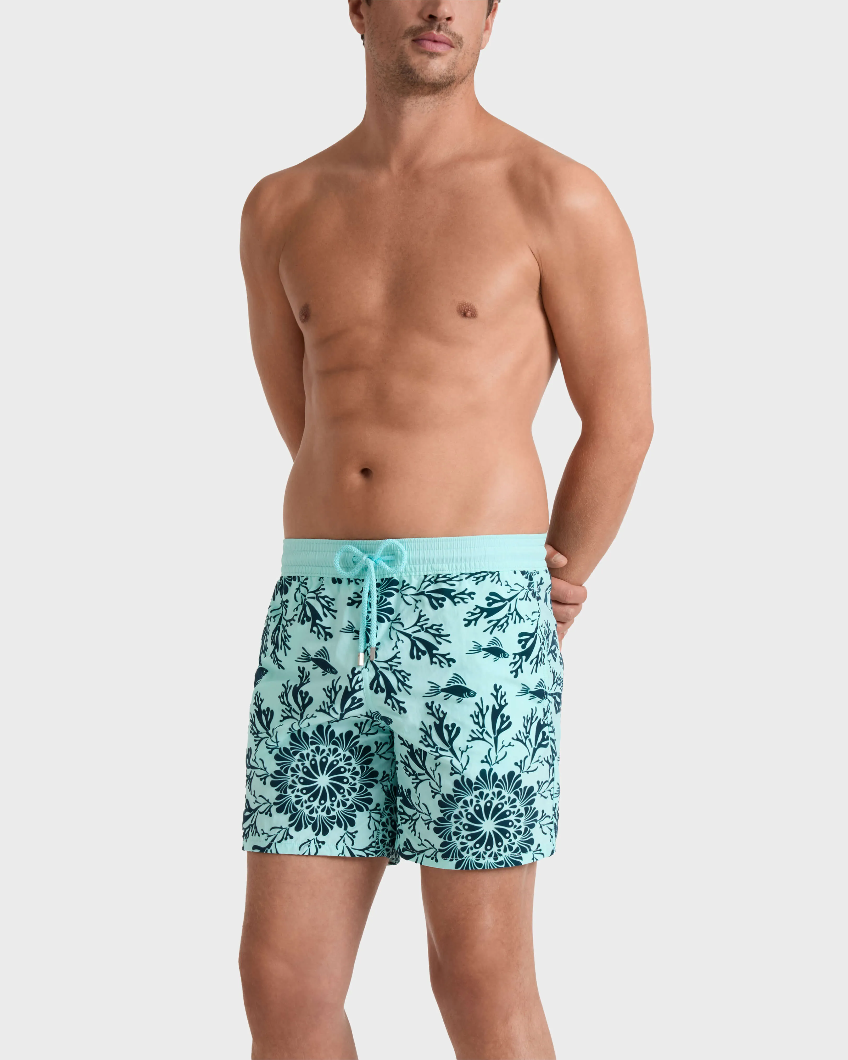 Vilebrequin - Beflockte Coral Mandala Badeshorts Für Herren - Bademode - Moorea - Blau - Größe XXL – Bild 3