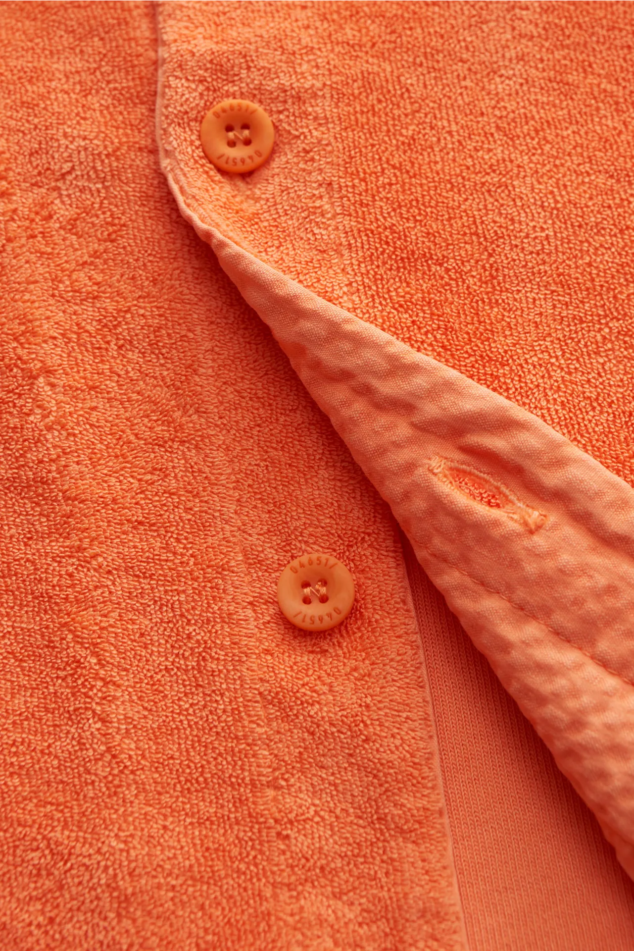 04651/ A trip in a bag - Herren - Frottee-Kurzarmhemd 'Terry Shirt' Kubanischer Kragen orange – Bild 5