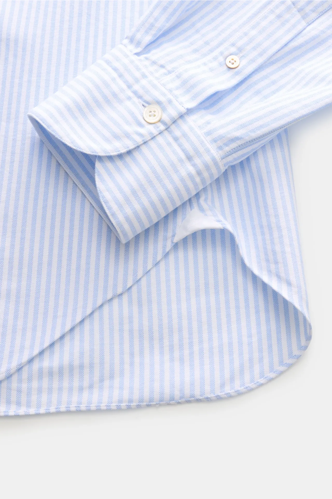 Finamore - Herren - Oxford-Hemd 'Lorenzo Gaeta' Grandad-Kragen hellblau/weiß gestreift – Bild 3