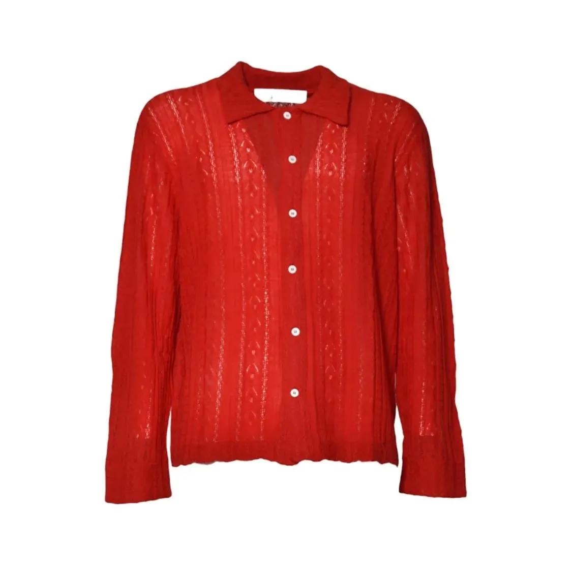 SEFR - Long-Sleeved Textured Knit Shirt With Classic Coll - Größe L - rot SEFR - Long-Sleeved Textured Knit Shirt With Classic Coll - Größe L - rot
