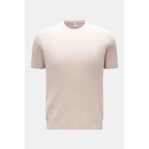 Settefili Cashmere - Herren - Kurzarm-Rundhalspullover %27Rigatino%27 rosé gestreift Settefili Cashmere - Herren - Kurzarm-Rundhalspullover %27Rigatino%27 rosé gestreift