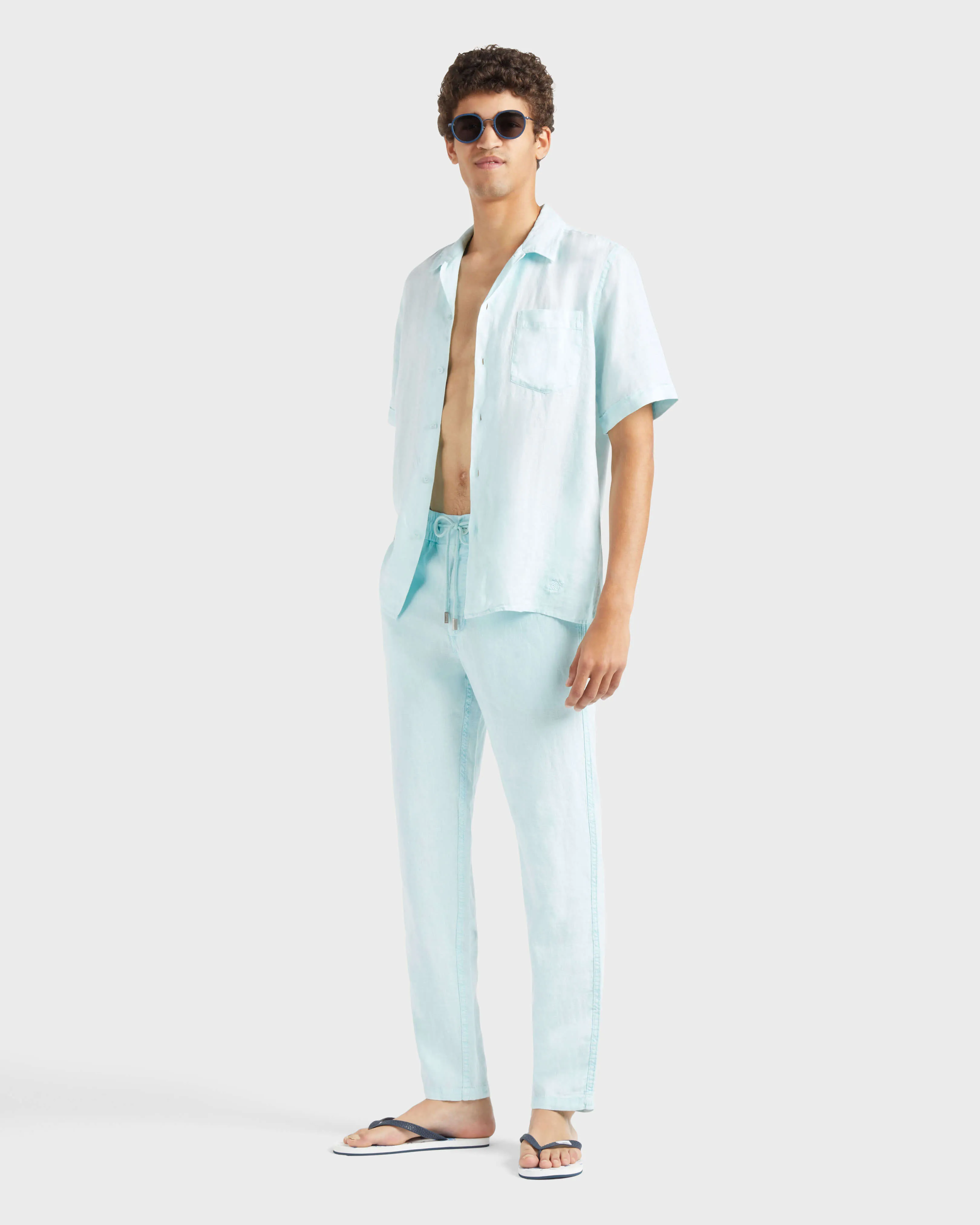 Vilebrequin - Solid Leinenhose In Regulärer Passform Für Herren - Hose - Parc - Blau - Größe XXL – Bild 5