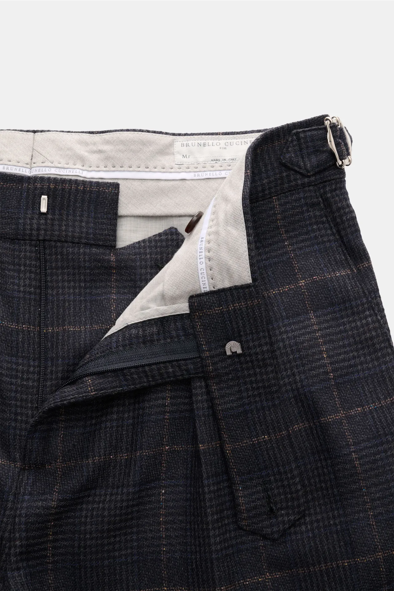 Brunello Cucinelli - Herren - Wollhose dunkelgrau/navy/hellbraun kariert – Bild 4