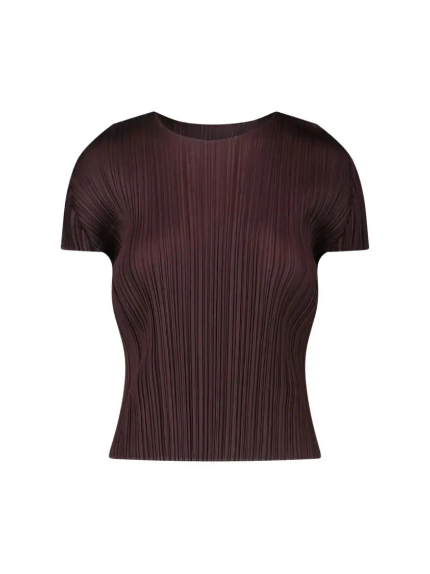 ISSEY MIYAKE PLEATS PLEASE - Pleated Texture Short-Sleeved Top - Größe V - rot ISSEY MIYAKE PLEATS PLEASE - Pleated Texture Short-Sleeved Top - Größe V - rot
