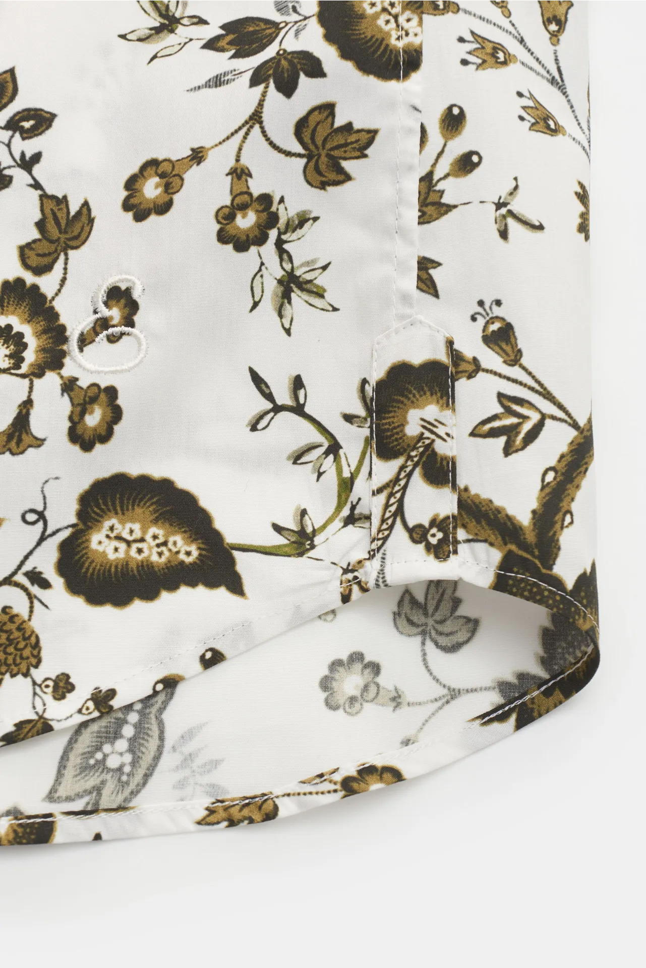 Erdem - Herren - Kurzarmhemd 'Grayson' Kubanischer Kragen weiß/oliv gemustert – Bild 3