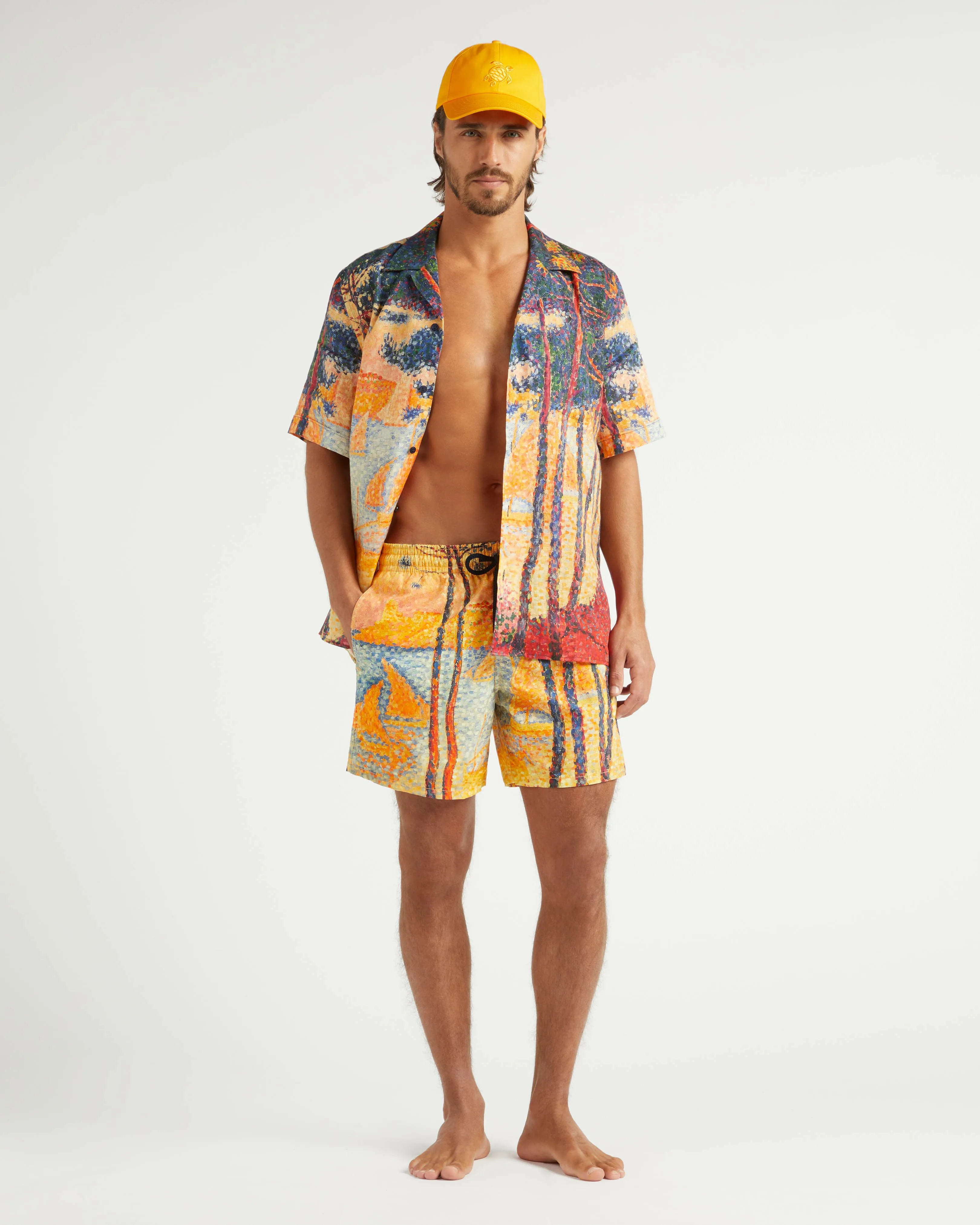 Vilebrequin - Voile Et Pins Bowling-hemd Aus Leinen Für Herren - Hemd - Chelly - Gelb - Größe S – Bild 5