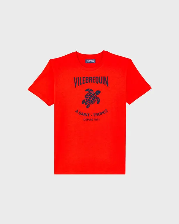 Vilebrequin - T-shirt Aus Baumwolle Mit Logoprägung Für Herren - T-shirt - Portisol - Rot - Größe XXL Vilebrequin - T-shirt Aus Baumwolle Mit Logoprägung Für Herren - T-shirt - Portisol - Rot - Größe XXL