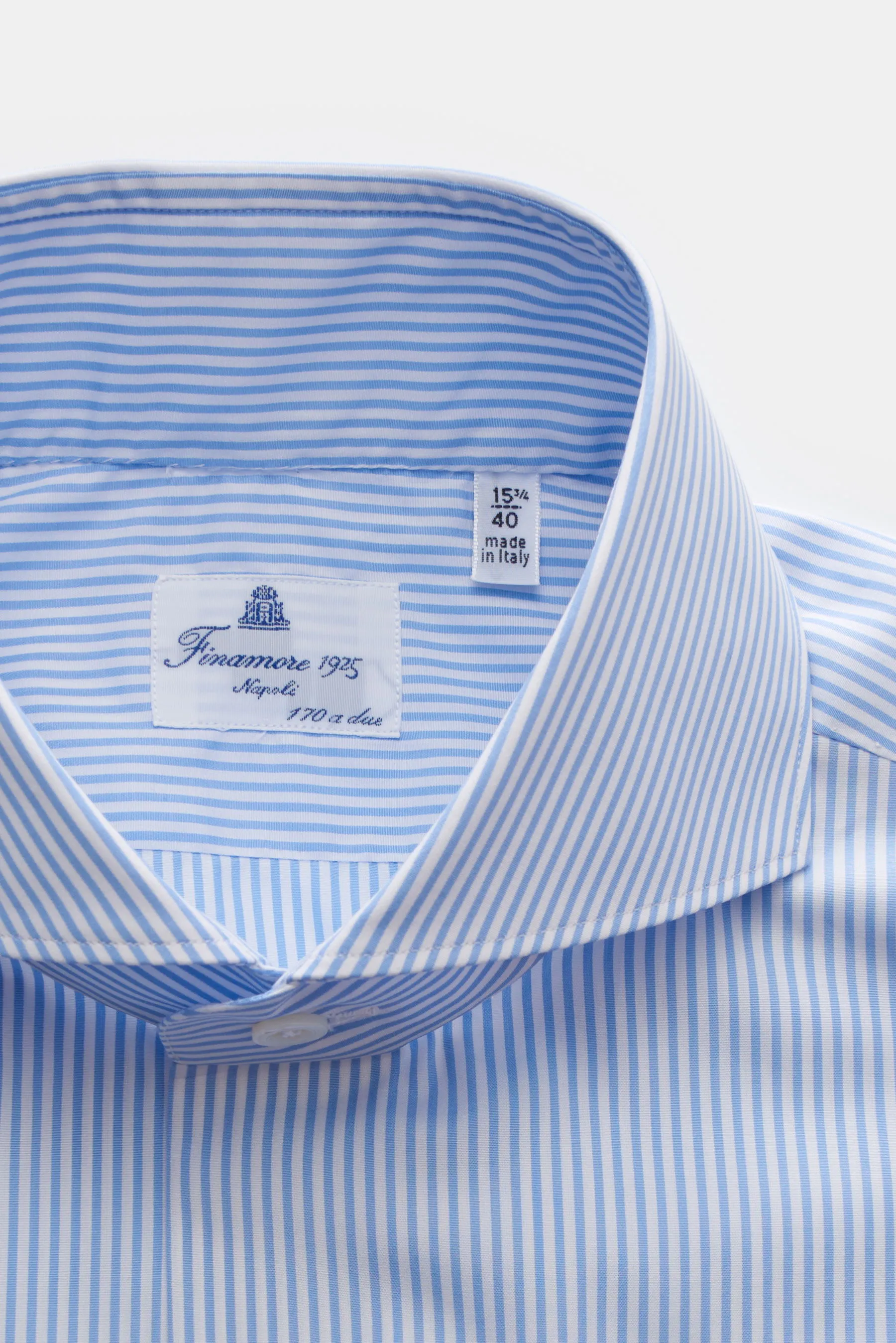 Finamore - Herren - Business Hemd 'Sergio Milano' Haifisch-Kragen hellblau/weiß gestreift – Bild 2