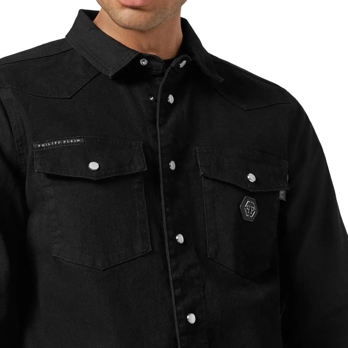 Philipp Plein - Denim Shirt Ls - Größe S - schwarz – Bild 3