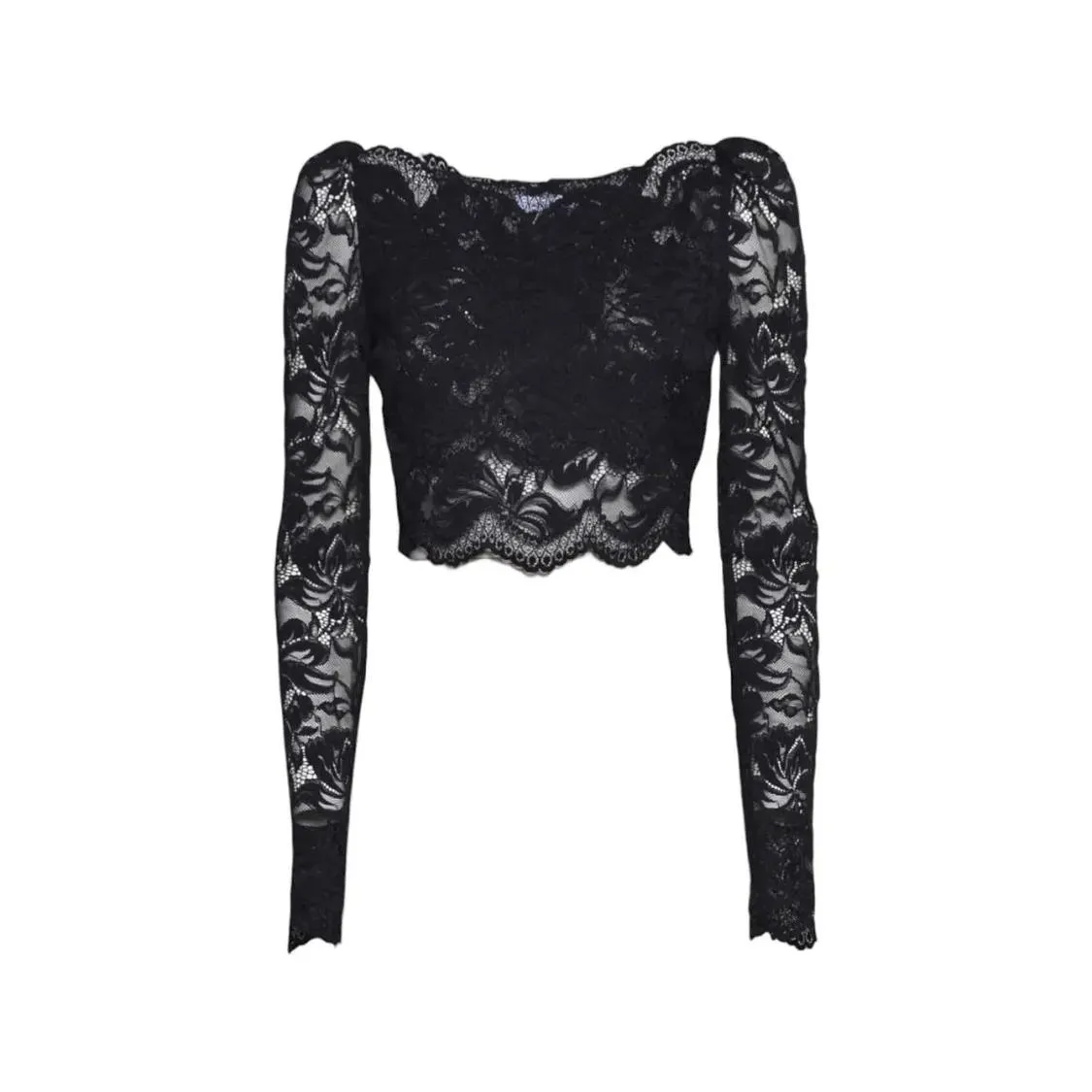 Paco Rabanne - Black Lace Crop Top With Intricate Floral Design - Größe 36 - schwarz Paco Rabanne - Black Lace Crop Top With Intricate Floral Design - Größe 36 - schwarz