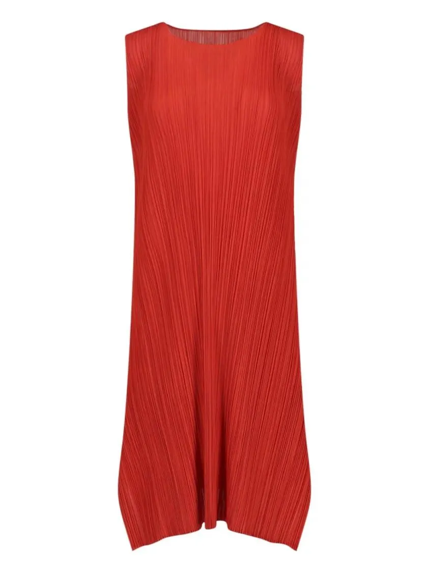 ISSEY MIYAKE PLEATS PLEASE - Plissé Midi Dress – Red - Größe III - rot ISSEY MIYAKE PLEATS PLEASE - Plissé Midi Dress – Red - Größe III - rot