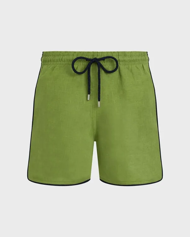 Vilebrequin - Solid Badeshorts Aus Leinen Für Herren - Bademode - Mallorca - Grün - Größe XL Vilebrequin - Solid Badeshorts Aus Leinen Für Herren - Bademode - Mallorca - Grün - Größe XL