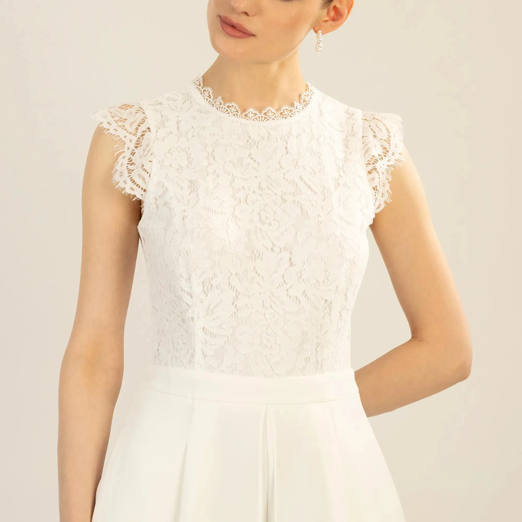 Apart - Overall mit Spitzenoberteil - Größe 42 - creme – Bild 3