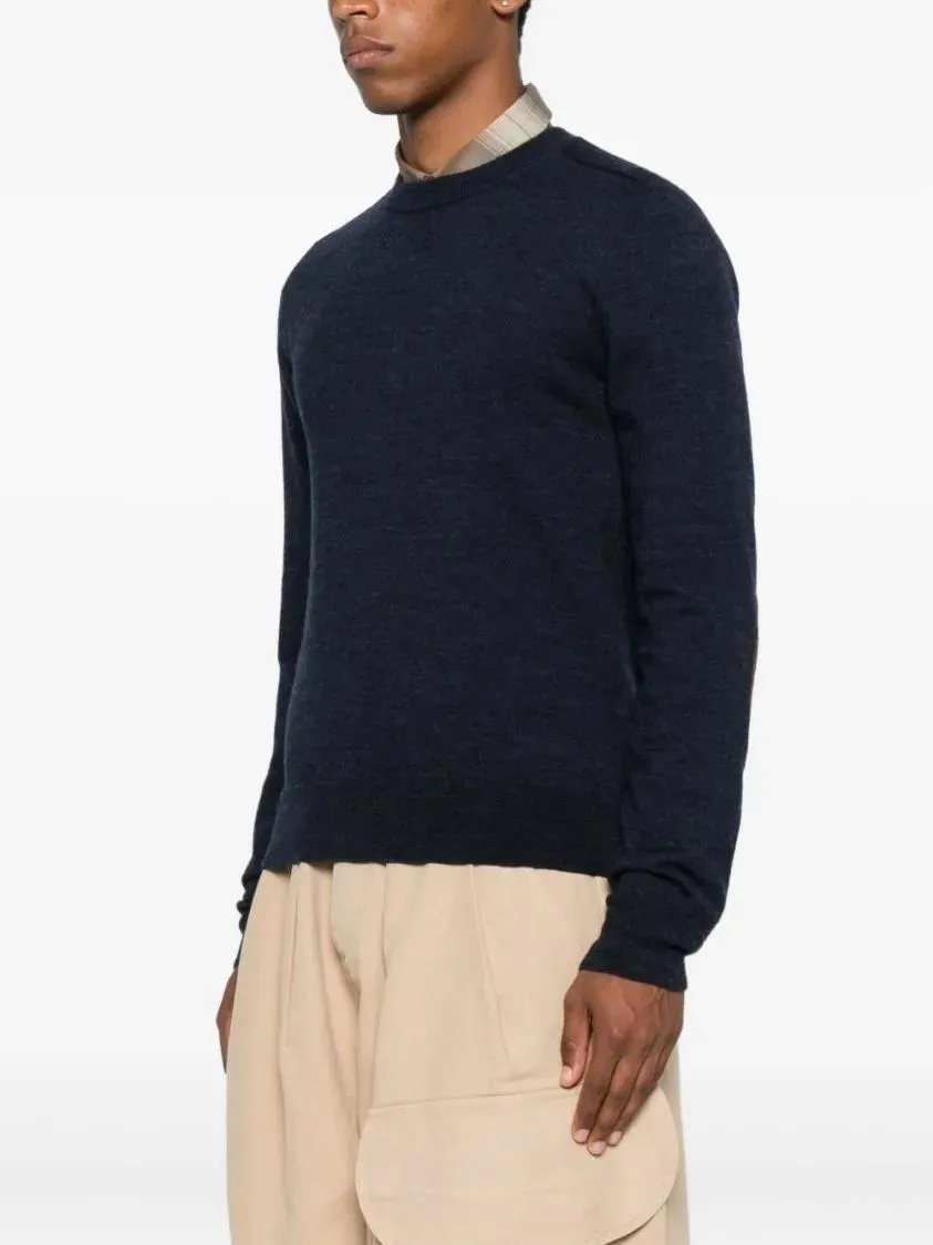Maison Margiela - Classic Crew Neck Sweater With Suede Elbow Patches - Größe M - schwarz – Bild 4