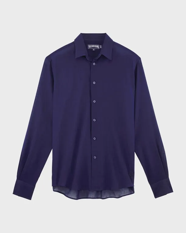 Vilebrequin - Leichtes Solid Unisex-hemd Aus Baumwollvoile - Hemd - Caracal - Blau - Größe XXL Vilebrequin - Leichtes Solid Unisex-hemd Aus Baumwollvoile - Hemd - Caracal - Blau - Größe XXL