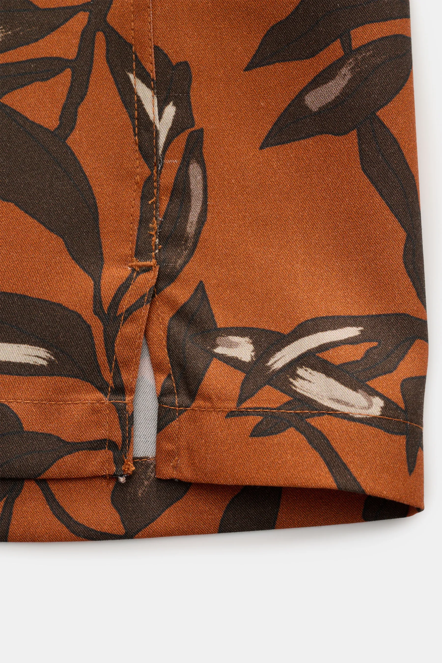 Officine Générale - Herren - Kurzarmhemd 'Eren' Kubanischer Kragen hellbraun/dunkelbraun/sand gemustert – Bild 3