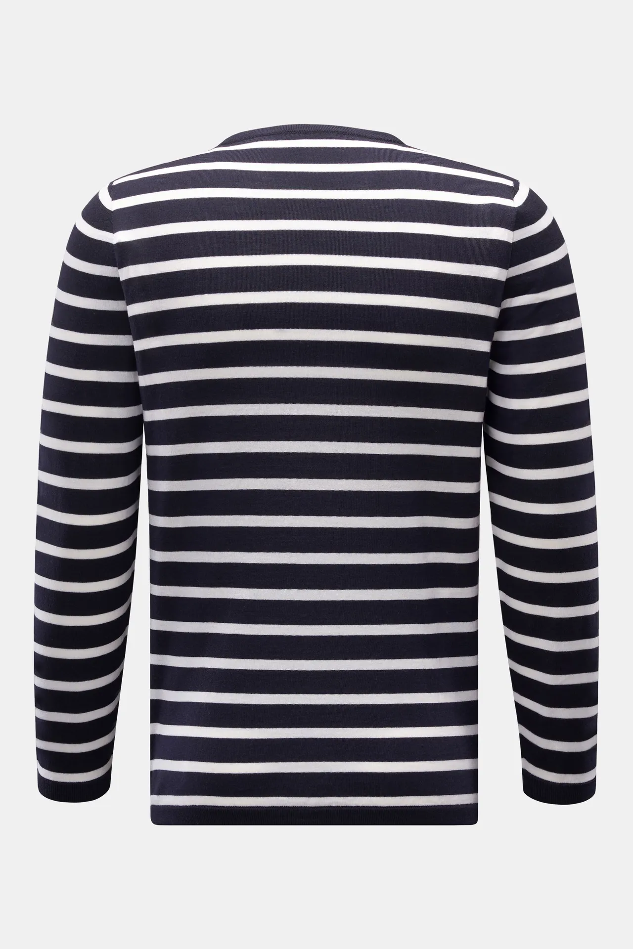 04651/ A trip in a bag - Herren - Feinstrick Rundhals-Pullover navy/weiß gestreift – Bild 3