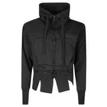 PROTOtypes - Layered Black Hoodie With Drawstring Details - Größe S - schwarz PROTOtypes - Layered Black Hoodie With Drawstring Details - Größe S - schwarz