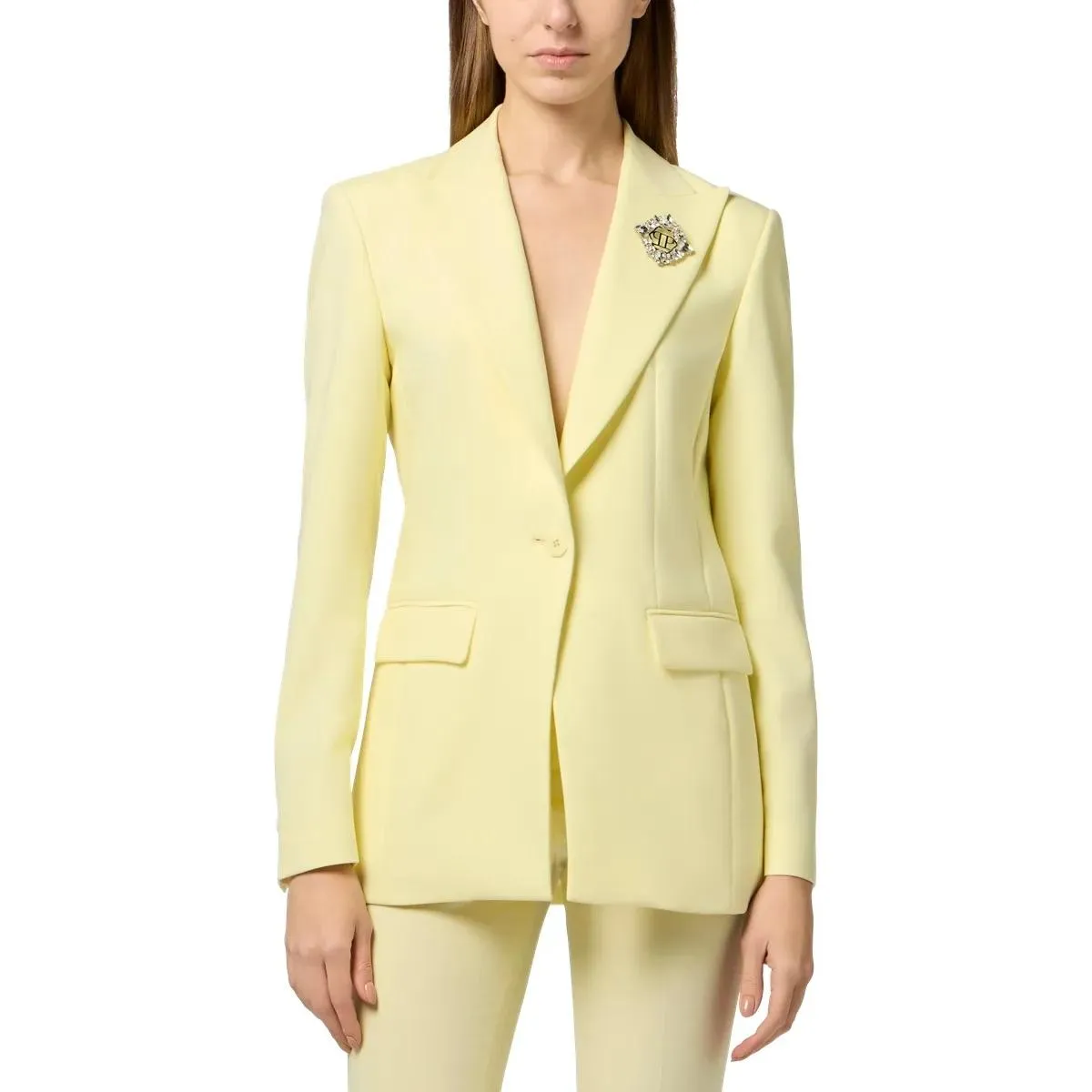 Philipp Plein - Wool Fitted Single-Breasted Blazer - Größe L - gelb – Bild 3